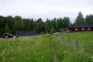 Lähestyimme Kiviniemen tilaa järveltä päin. 