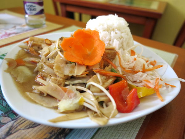 Yksi annoksista, joka ei maultaan ollut kuitenkaan hirveän vietnamilaisen makuista, vaan sellaista hieman epämääräisen makuista kastiketta, jota huonommissa kiinalaisissa ravintoloissa joskus saa.