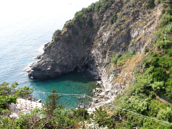 Uimapoukama Cornigliassa oli alhaalla rappusten päässä. 