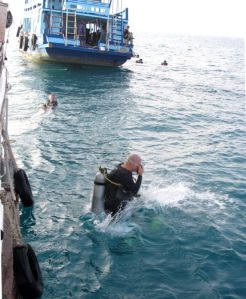 Melkein kaikki tulevat Koh Taolle sukeltamaan. 