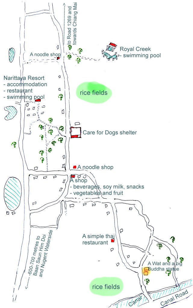 Kartta koiratarhan välittömästä ympäristöstä. 