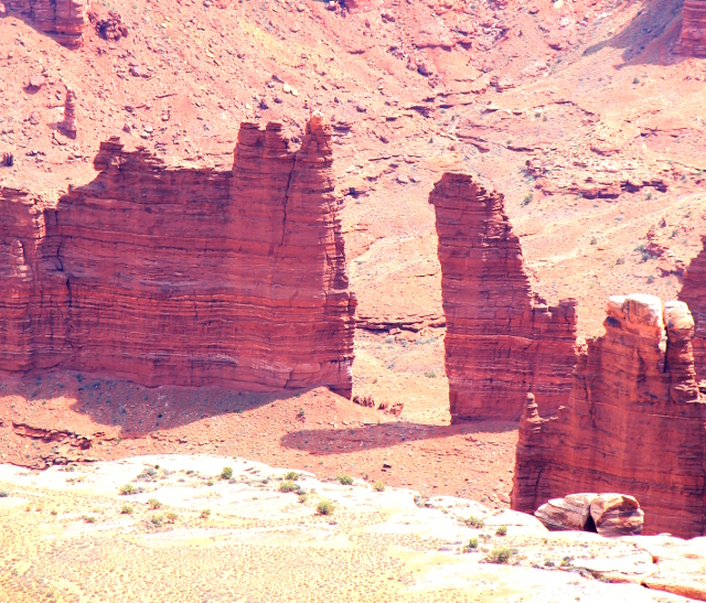 Äkkisyvässä kanjonissa on tällaisia pilareita pystyssä. 