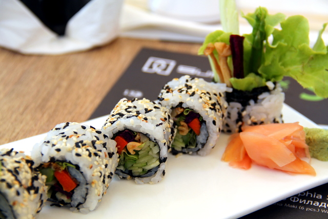 Sushiboxin Buddha´s Delight -sushit. Olivat hienoja, mutta ehkä vähän kuivia. 