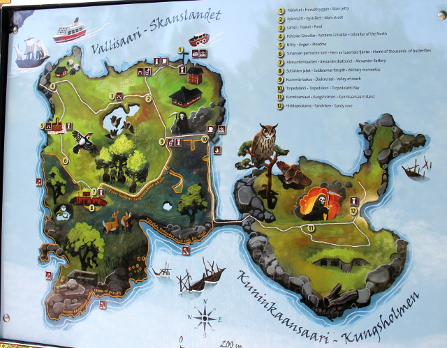 Vallisaari ja ja Kuninkaansaari kartalla. 
