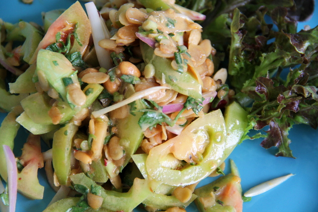 Shanilaisten salaatti vihreistä tomaateista. Shan-kansa elää lähinnä Burman ja Thaimaan rajamailla. 